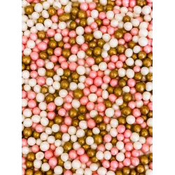 Cukrovo-rýžové perly růžovo-bílo-zlaté 5mm 1kg - I LOVE CAKES
