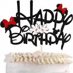Tortadísz tűzhető „Happy Birthday” Mickey egér, 5 db