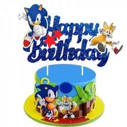 Tortadísz „Happy Birthday Sonic”, 5 db