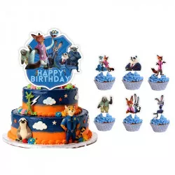 Tortára/muffinra való „Happy Birthday” Zoopolis tű, 25 db