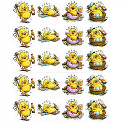 Ehető muffinpapír kivágó mintával, részeg csibe, A4