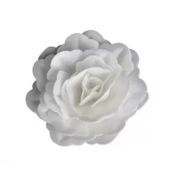Dekoráció ehető papírból, rózsa, fehér, 12,5 cm