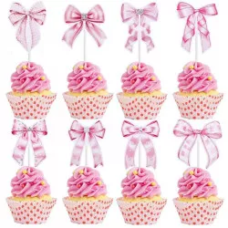 Muffin dekorációs pálcikák masnival, 48 db