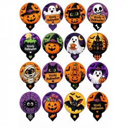Ehető papír, muffinra szúrható, vidám Halloween-elemek
